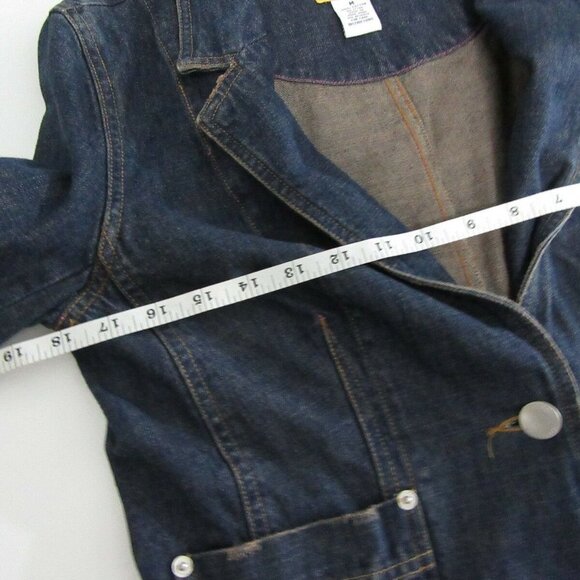 Isaac Mizrahi Blue Denim Jacket One Button Size M - Picture 9 of 9